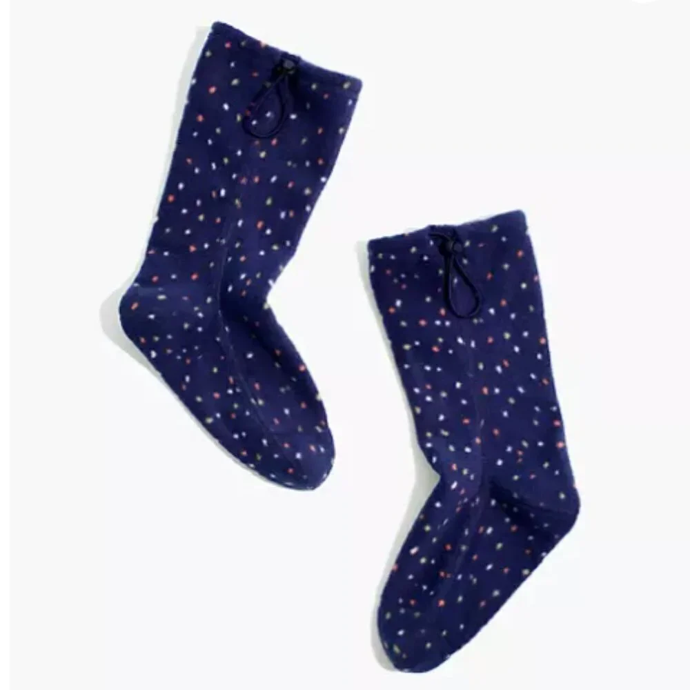 Madewell Slipper Socks Plush Fleece Indigo Blue Cozy NWT